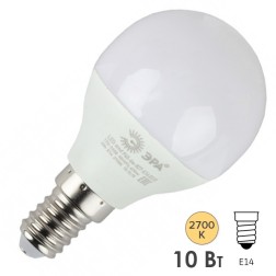 Лампа светодиодная шар ЭРА RED LINE ECO LED P45 10W 827 E14 теплый свет (5056183731946) 