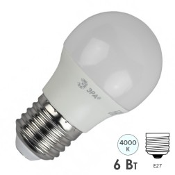 Лампа светодиодная шар ЭРА RED LINE ECO LED P45 6W 840 E27 нейтральный свет (5055945557350) 