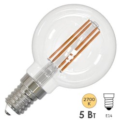 Лампа филаментная светодиодная шарик Osram PARATHOM FIL LS CL P60 DIM 5W/827 E14 230V 520lm 