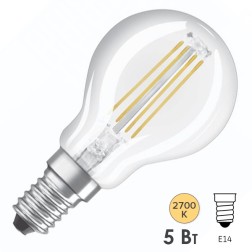 Лампа филаментная светодиодная шарик Osram PARATHOM PRO CL P FIL 40 DIM 5W/927 2700К 230V E14 470Lm 