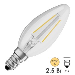 Лампа филаментная светодиодная свеча Osram PARATHOM CL B 25 2.5W/827 2700К E14 230V 250Lm 