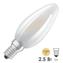 Лампа филаментная светодиодная свеча Osram PARATHOM CL B GL FR 25 2.5W/827 2700К 230V E14 250Lm 