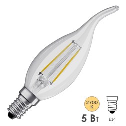 Лампа филаментная светодиодная свеча Osram Retrofit BA 40 DIM 5W/827 2700К 230V E14 470Lm 