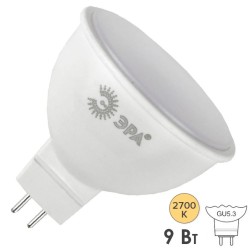 Лампа светодиодная софит ЭРА RED LINE ECO LED MR16 9W 827 230V GU5.3 теплый свет (5056183732066) 