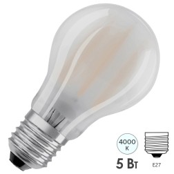 Лампа филаментная светодиодная Osram PARATHOM DIM FR A FIL 5W/840 (40W) 230V E27 470Lm 