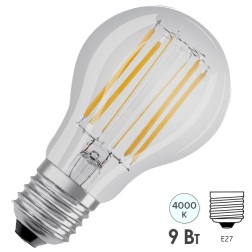 Лампа филаментная светодиодная Osram PARATHOM CL A60 9W (75W) 840 230V DIM E27 240° 1055lm Filament 