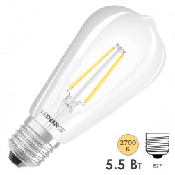 Лампа светодиодная LEDVANCE SMART+ WiFi Filament Edison DIM 60 5.5W 2700K E27 806Lm d64x143mm 