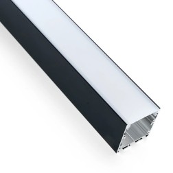 Профиль накладной Линии света черный алюминий, CAB256 комплект: матовый экран, 2 заглушки и крепеж 