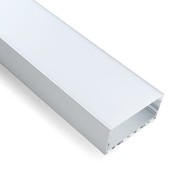 Профиль накладной Линии света алюминий, серебро CAB258 комплект: матовый экран, 2 заглушки, крепеж 