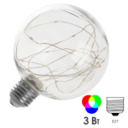 Лампа светодиодная Feron LB-382 G95 3W RGB 230V E27 