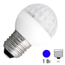 Светодиодная лампа шар 1W 230V E27 9 LED D50mm синяя IP65 