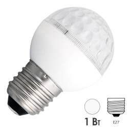 Светодиодная лампа шар 1W 230V E27 9 LED D50mm белая IP65 