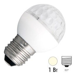 Светодиодная лампа шар 1W 230V E27 9 LED D50mm теплый белый IP65 