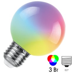 Лампа светодиодная Feron LB-371 Шар G60 матовый 3W RGB быстрая смена цвета 230V E27 