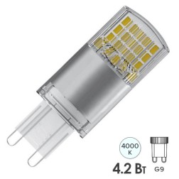 Лампа светодиодная Osram LEDPPIN 40 4,2W/840 G9 230V 470Lm d19x52mm белый свет 