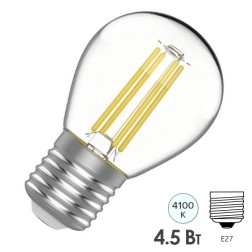 Лампа Gauss Basic Filament Шар 4,5W 420lm 4100К Е27 LED 220V 1/10/50 