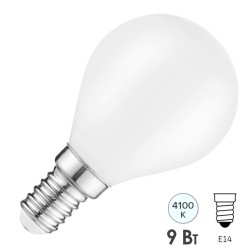 Лампа Gauss Filament Шар 9W 610lm 4100К Е14 milky диммируемая LED 220V 1/10/50 