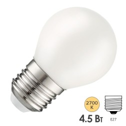 Лампа Gauss Basic Filament Шар 4,5W 380lm 2700К Е27 milky LED 220V 1/10/50 