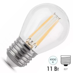 Лампа Gauss Filament Шар P45 11W 750lm 4100К Е27 LED 220V 1/10/50 