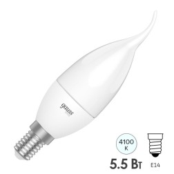 Лампа Gauss Basic Свеча на ветру 5,5W 420lm 4100K E14 LED 220V 1/10/50 