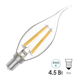 Лампа Gauss Basic Filament Свеча на ветру 4,5W 420lm 4100К Е14 LED 220V 1/10/50 