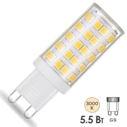 Лампа Gauss G9 AC185-265V 5,5W 550lm 3000K керамика диммируемая LED 220V 1/10/200 