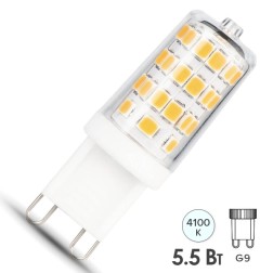 Лампа Gauss G9 AC185-265V 5,5W 550lm 4100K керамика диммируемая LED 220V 1/10/200 