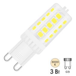 Лампа Gauss Elementary G9 AC220-240V 3W 240lm 3000K пластик LED 1/10/200 