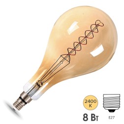 Лампа Gauss Filament А160 8W 2400К 620lm Е27 golden flexible LED 