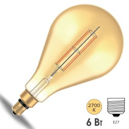 Лампа Gauss Filament PS160 6W 2700К 890lm Е27 golden straight LED 