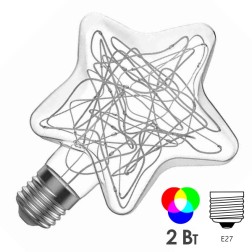 Лампа светодиодная Gauss Filament Vintage Star 115х155мм 2Вт 220V E27 RGB 