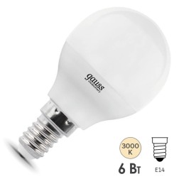 Лампа светодиодная Gauss Elementary Шар P45 6W 3000К 230V E14 420Lm 