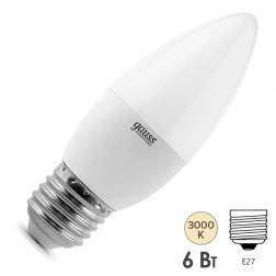 Лампа светодиодная Gauss Elementary свеча 6W 3000К 230V E27 420Lm 