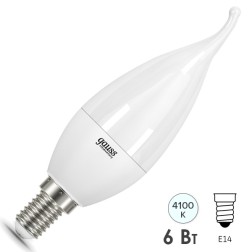 Лампа светодиодная Gauss Elementary свеча на ветру 6W 4100К 230V E14 450Lm 