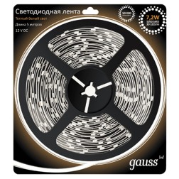 Лента светодиодная Gauss 5050/30-SMD 7.2W/m 12V DC теплый белый IP20 (упаковка 5м) 