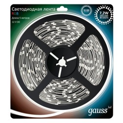 Лента светодиодная Gauss 5050/30-SMD 7.2W/m 12V DC RGB IP20 (упаковка 5м) 