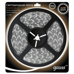 Лента светодиодная Gauss 5050/60-SMD 14.4W/m 12V DC теплый белый IP66 (упаковка 5м) 