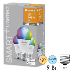 Лампа светодиодная LEDVANCE SMART+ WiFi Classic RGBW 9W (замена 60W) 2700…6500K E27 упаковка 3шт 