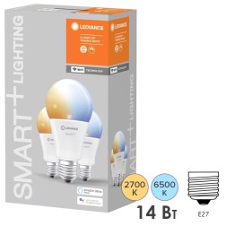 Лампа светодиодная LEDVANCE SMART+WiFi Classic Tunable White 14W (100W) 2700…6500K E27 уп. 3шт. 