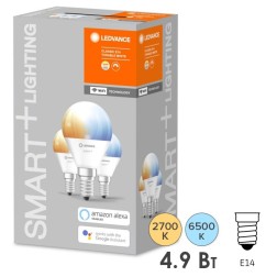 Лампа светодиодная LEDVANCE SMART+WiFi Mini Bulb Tunable White 5W (40W) 2700…6500K E14 упаковка 3шт 
