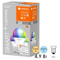 Лампа светодиодная LEDVANCE SMART+ WiFi Mini Bulb RGBW 5W (замена 40W) 2700…6500K E14 упаковка 3шт. 