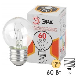 Лампа накаливания шарик ЭРА ДШ (P45) 60W 230V E27 (5056183786755) (ЛОН) 