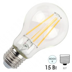 Лампа филаментная ЭРА F-LED A60-15W-840-E27 15W груша нейтральный белый свет 