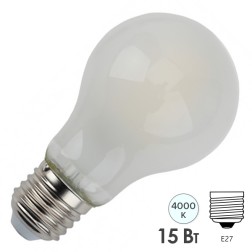 Лампа филаментная ЭРА F-LED A60-15W-840-E27 15W груша матовая нейтральный белый свет 