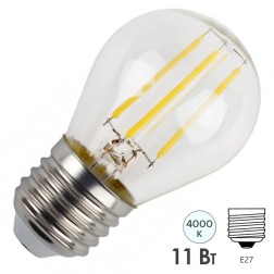 Лампа филаментная шарик ЭРА F-LED P45-11W-840-E27 11W нейтральный белый свет 