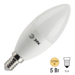 Лампа светодиодная свеча ЭРА STD LED B35-5W-827-E14 5W теплый белый свет 