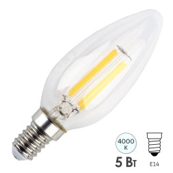 Лампа филаментная свеча ЭРА F-LED B35-5W-840-E14 5W нейтральный белый свет 