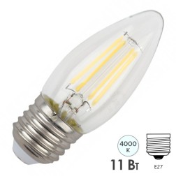 Лампа филаментная свеча ЭРА F-LED B35-11W-840-E27 11W нейтральный белый свет 