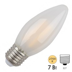 Лампа филаментная свеча ЭРА F-LED B35-7W-827-E27 7W теплый белый свет 