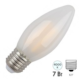 Лампа филаментная свеча ЭРА F-LED B35-7W-840-E27 7W матовая нейтральный белый свет 